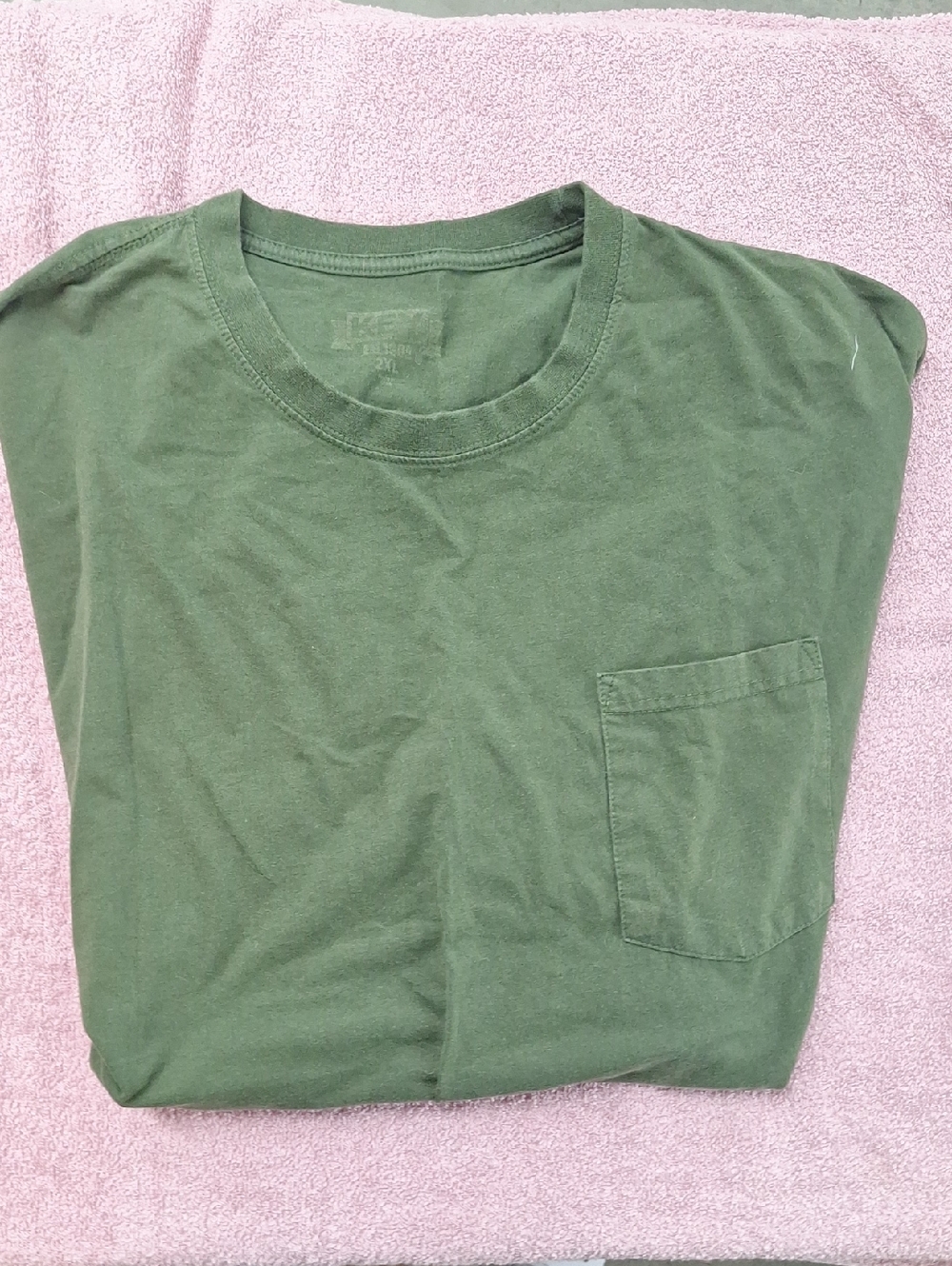 Mens Olive Army Green T Shirt with Pocket 2XL